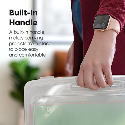 IRIS USA Board Game Storage |Made in USA| Slim Craft Case (4-Pack) - Clear | Fits 8.5" x 11" & A4 Paper, Organizers with Built-In Handle & Snap-Tight Lids, Containers for Puzzles, Art & Scrapbooking - size: 4 Pack