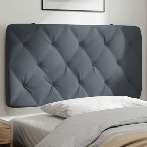 Wall-Mounted Headboard Cushion, 40.2-inch Velvet Upholstered Backrest Pillow for Single Bed, Removable Cover, Dark Grey Soft Reading Support for Bedroom Decor - size: 40.2 in