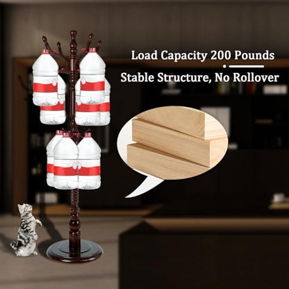 Coat Racks FreeStanding with 11 Hooks, Natural Wood Coat Rack with Solid Round Base, Adjustable Height Coat Racks, Easy Assembly for Hallway, Bedroom and Office (Walnut-Solid Round Base) - color: Walnut-Solid Round Base