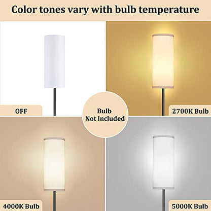 Modern Standing Lamp with Lampshade, Minimalist Tall Lamp with Foot Switch for Living, Bedroom, Kids Room, Office - color: White