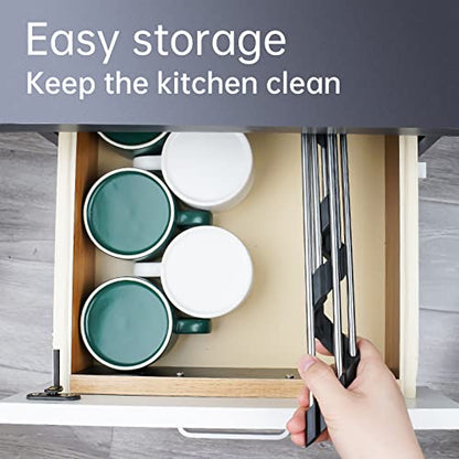 Tomorotec Triangle Roll Up Dish Drying Rack 304 Stainless Steel Black | BPA-Free Food-Grade Silicone Edges Foldable Waterproof Rustproof Heavy-Duty Space Saver Heat Resistant to 550°F - color: Black