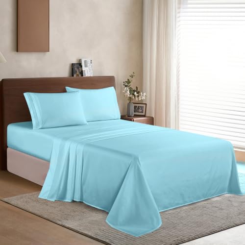 Elegant Comfort Luxury Soft 1500 Premier Hotel Quality 4-Piece Sheet Wrinkle and Fade Resistant Bedding Set, Deep Pocket up to 16inch, Full, Aqua - color: Aqua, size: Full