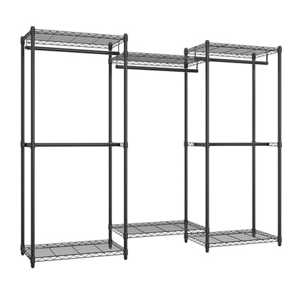 SONGMICS Heavy-Duty Clothes Rack, Garment Rack, Portable Closet, 86.4-Inch Wide Clothing Rack with Adjustable Mesh Shelves and Hanging Rails, Ink Black ULGR434B01 - color: Ink Black, size: 86.4"L x 76"H, style: Without Fabric Cover