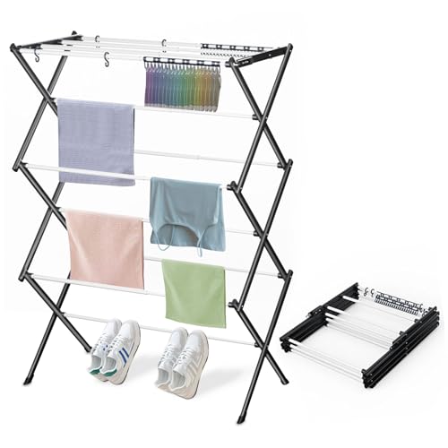 Foldable Drying Rack Clothing Clothes Drying Rack White-1pack | Collapsible Dryers for Laundry - 40" x 28.8" x 14.2", Space Saving Indoor&Outdoor - color: White