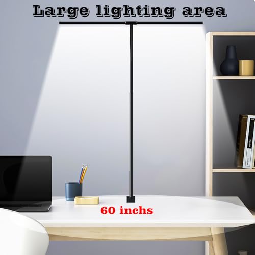 LED Desk Lamp for Home Office, Eye Caring Architect Desk Light with Clamp,50 Lighting Models,Remote and Touch Control,24W 2000LM,Memory Function and Timer for Study, Reading,Workbench Black