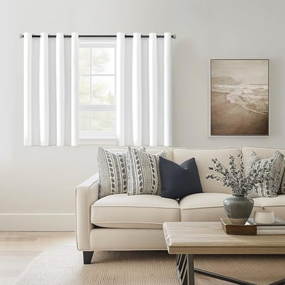 ChrisDowa White Blackout Curtains 45 Inches Long 2 Panels for Bedroom | Room Darkening,Light Blocking,Thermal Insulated,Faux Linen,Farmhouse,Grommet,Window Treatment,Drapes,Living Room,52x45 - color: White, size: 52"W x 45"L (Pack of 2)