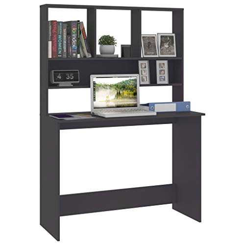 Armoire Desk for Home Office, Modern, Compact, Diamond, Grey, Acrylic, Brushed, Adjustable Height - color: Grey, size: Compact