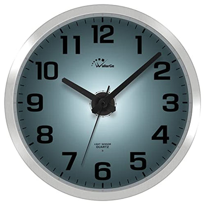 Night Light Wall Clock for Bedroom, 12 Inch | Silent, Lighted up Glow in the Dark, Battery Operated, Easy to Read Large Digital Display - color: Silver