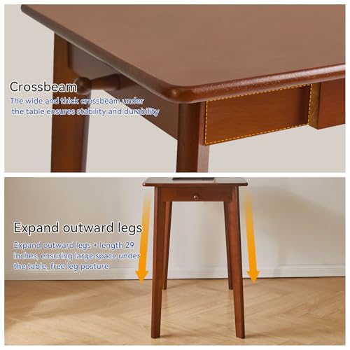 Aibiju Wood Writing Desk with Drawer and Hanging Rod, Small Computer Desk Table, Work Table, Study Desk, Small Wooden Dining Table Brown YD-WD01H - color: Brown, size: Length 39 in
