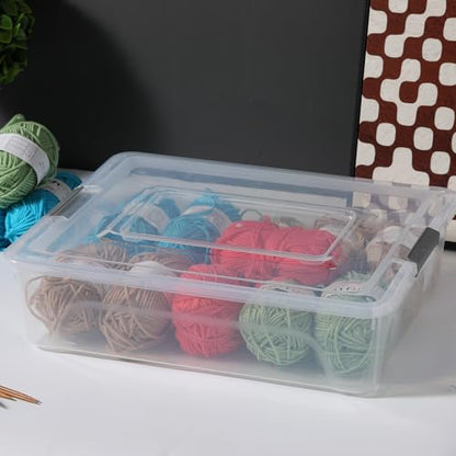 4 Pack 10QT Clear Plastic Storage Bins with Lids Stackable Storage Box for Crafts, Supplies Clear File Box Plastic Container Bins for Organizing (Large 4Pack) - size: Large 4Pack