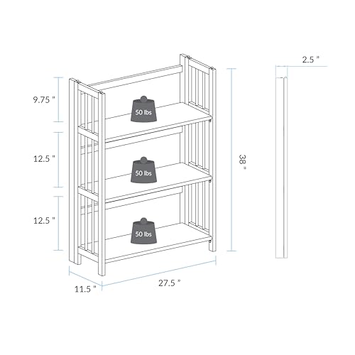 Casual Home 3-Shelf Folding Stackable Bookcase (27.5" Wide)-Slate Gray - color: Slate Gray, size: 3-Shelf Stackable