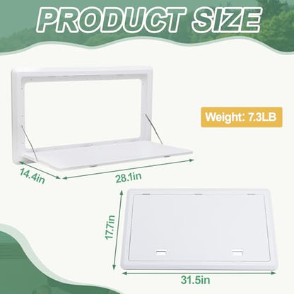 Colingmill 31.5''x17.7'' Foldable RV Table Wall Mounted Camping Table, Heavy-Duty ABS Collapsible Picnic Desk with Lockable Stainless Steel Hinge, Supports 15KG for Campervans and Motorhomes(White) - color: White