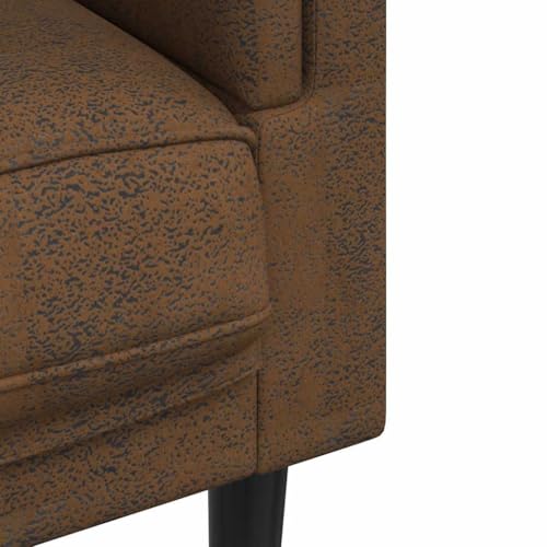 Brown Faux Suede Leather Armchair with Solid Wood Frame, Stain Resistant Upholstered Chair for Living Room Bedroom - color: Brown, size: 1 & Sofa