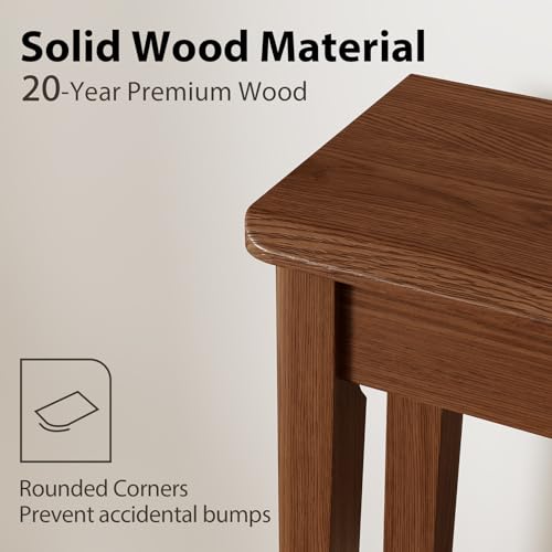 AQIMUELE Wood Console Table with Drawers, Walnut - color: Walnut