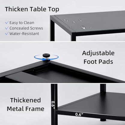 HDANI 47.2 Inch Metal Console Table with 3 Tier Strage Shelves,Narrow Entryway Table,Modern Sofa Tables for Entryway, Living Room,Bedroom,Black - color: Black, size: 47.24×11.81×31.5in