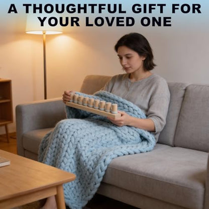 KUNAL 46" Chunky Blanket Loom,Wooden Loom for DIY Throw Blankets | Adjustable Size Hand Chunky Knitting Loom, Beginner Friendly Yarn Craft