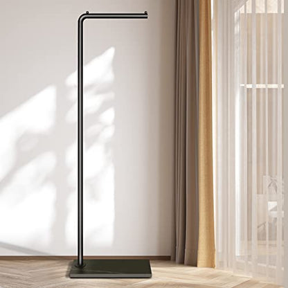 Metal Coat Rack, Modern Clothing Tree with Heavy-weight Slate Base, Small Coat Stand for Entryway/Bedroom/Hallway, Standing Plant Hanger, Matte Black - style: 7-shaped with no hooks