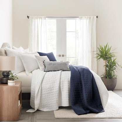 Levtex Home - Mills Waffle - Twin Quilt Set - Navy Cotton Waffle - Quilt Size (68 x 86in.), Sham Size (26 x 20in.) - color: Navy, size: Twin Quilt