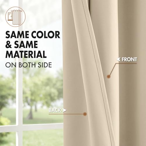 MIULEE Cream Beige Blackout Curtain for Bedroom Living Room 40"x54" 2 Panel | Thermal Insulated, Room Darkening Drapes, Rod Pocket, Noise Reduction, Light Blocking, Solid Window Treatments - color: Cream Beige, size: 40"W x 54"L (Pack of 2)