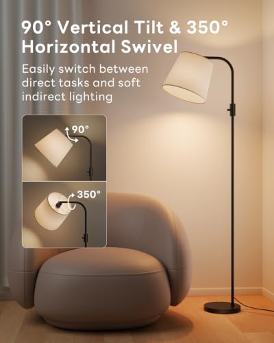 Smart RGB Arc Floor Lamp, 65", App Control, Compatible with Alexa | 2700K-6000K tunable white, 1%-100% dimmable, music sync, 1200lm, 350° swivel woven linen shade, no account required - color: Black, size: 65"(App Control)