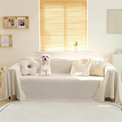 Couch Cover Sofa Cover Washable Love Seat Couch Covers Single Chenille Couch Cover Living Room Dogs Couch Protector Sofa Slipcovers for Pets,Kids, 71"x 102", Beige - color: Tassels Edge-beige, size: 71"x 102"