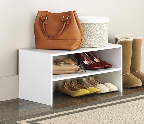 Whitmor Stackable 31" Extra Wide 2-Shelf Storage Organizer, White，2 Pack - color: White, size: 31 INCH X2