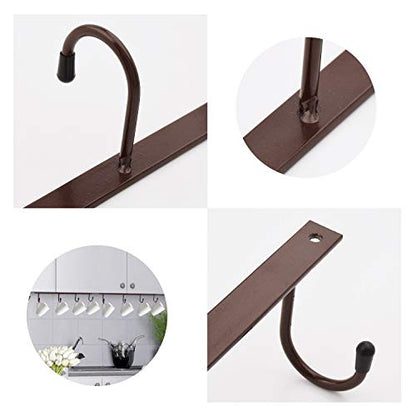 MOCOUM Under Cabinet Coffee Cup Holder, Brown Metal Rack - Mug & Coffee Cup Organizer, Kitchen Utensil Display (3) - color: Brown