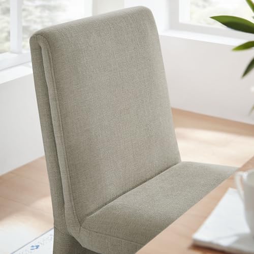 Modway Emory Fabric Slipper Dining Chair in Linen – Upholstered Armless Dining Side Chair – Versatile Modern Accent Chair or Vanity Chair - color: Linen