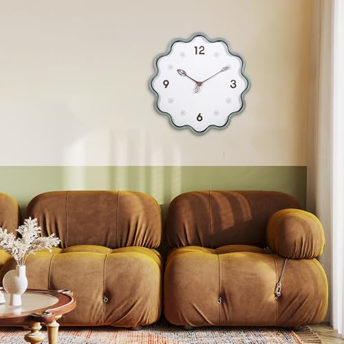 Wall Clock, Modern Small Wall Clocks Battery Operated 14 Inch, Silent Non-Ticking Analog Classic for Office, Home, Living Room, Bathroom, Kitchen, Bedroom, School(Light Green)