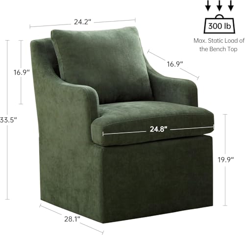 VKNOW Upholstered Dining Chairs Set of 4, Dining Room Chairs with Casters | Modern Rolling Dining Chairs with Armrest, Soft Chenille Fabric, Washable Cover, Easy Assembly, Living Room, Bedroom, Green - color: Green, size: 4