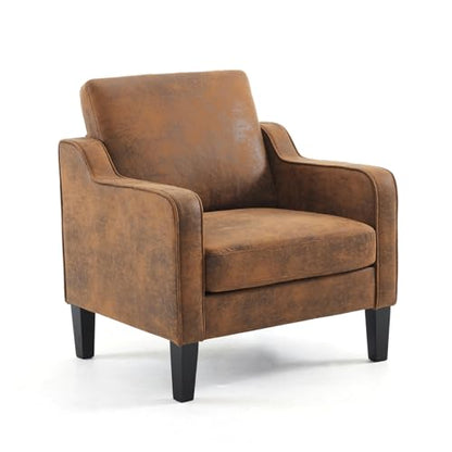 VINGLI Accent Chair for Living Room Chairs Rustic Reading Chair for Bedroom Scooped Arm Chair Mid Century Modern Accent Chairs Upholstered Comfy Chair for Apartment, Waiting Room - color: Rustic