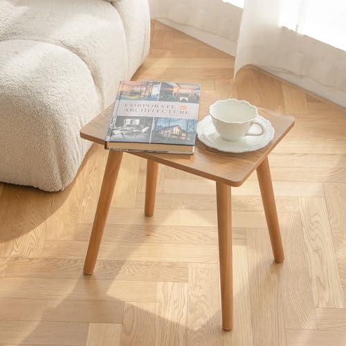 AWASEN Mid Century Modern Side Table, Small End Table for Living Room Bedroom Office Small Spaces, Modern Side Table Nightstand with Solid Wood, Easy Assembly, (Brown) - color: Brown