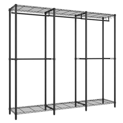 SONGMICS Clothing Rack, Heavy-Duty Garment Rack, Adjustable Storage Shelves | Freestanding Portable Wardrobe Closet, Hanging Rails, Ink Black, DALTEN Collection ULGR436B01 - size: 70.9"W x 70.5"H, style: Without Fabric Cover