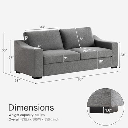 Modular Sectional Couch Set, 47" Oversize Accent Chair and 85" Modern Loveseat Sofa Deep Couch for Apartment, Living Room, Bedroom, Linen, Grey - color: Grey, size: 85 Inch - Deep Couch + Single Sofa