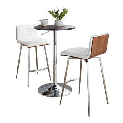 LumiSource Mason Swivel Adjustable Counter Height Dining 3 Piece Set, Pub Table and Stools, High Top Table Set for 2, Counter Table and Chairs Set of 2, Kitchen & Dining Room Sets (White) - color: White