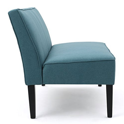 50" Small Loveseat Sofa, Comfy Mini Fabric Sofa Couch for Small Spaces, 2 Seater Armless Sofa with Solid Wood Legs for Living Room, Dorm, Office, Bedroom (Teal) - color: Teal