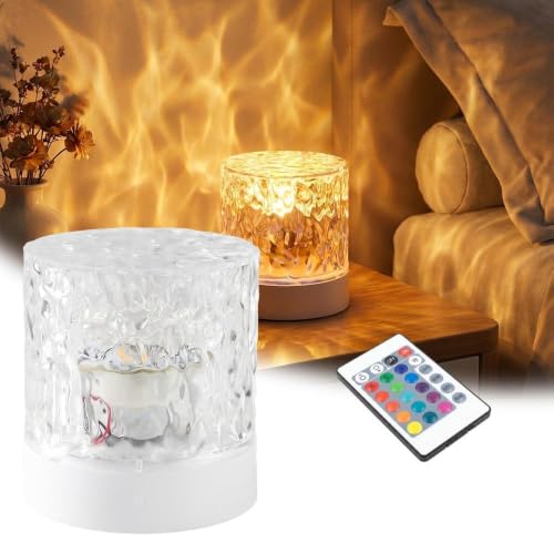 2026 New Ambient Light, Switch Between Warm Flame Effect or Calming Water Ripple Glow, 16-Color Remote Control, Rechargeable, Ideal for Bedroom & Bathroom Relaxation，16‑Color