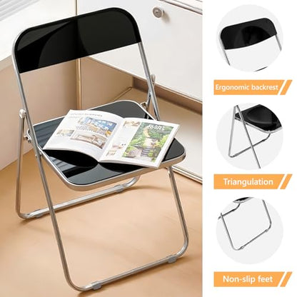 JPBSTO 2 Pack Black Plastic Folding Chairs - Executive Pair Stackable for Office Lounge, Conference, VIP Area (300lb Capacity) - color: Black, size: 2-Pack