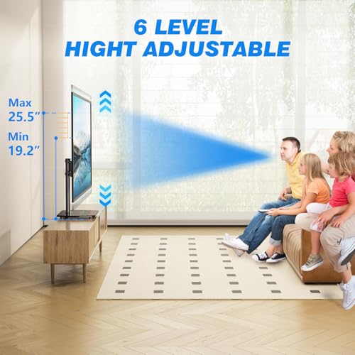 Rfiver Universal Swivel TV Stand for 27-50 55 60 Inch TVs | Height Adjustable Tabletop TV Stand Holds up to 88 lbs, Pedestal TV Stand with Tempered Glass Base, Replacement TV Mount - size: 27-60 inch