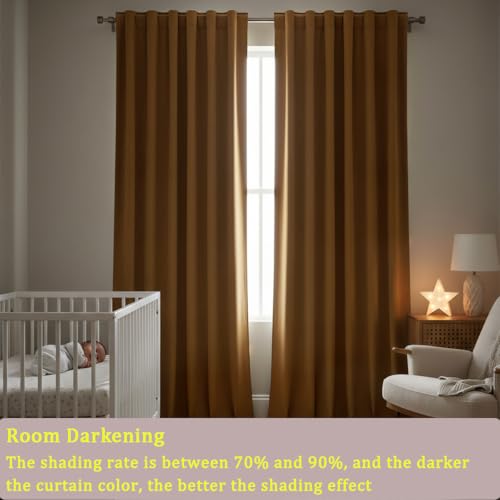 Timeper Gold Brown Velvet Curtains 120 inches 2 Panels, Light Blocking Curtains for Bedroom Living Room Thermal Insulated Luxury Super Soft Window Drapes,Back Tab & Rod Pocket,W52 x L120 inches - color: Gold Brown, size: 52"W x 120"L (Pack of 2)
