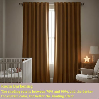 Timeper Gold Brown Velvet Curtains 120 inches 2 Panels, Light Blocking Curtains for Bedroom Living Room Thermal Insulated Luxury Super Soft Window Drapes,Back Tab & Rod Pocket,W52 x L120 inches - color: Gold Brown, size: 52"W x 120"L (Pack of 2)