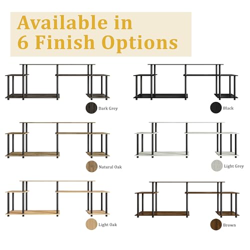 Simple 3-Tier TV Stand with Open Storage Shelves, for TVs up to 50", Natural Oak - color: Natural Oak