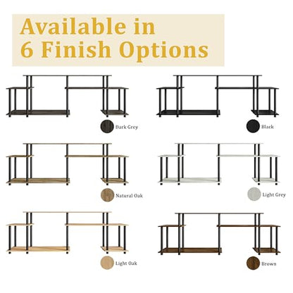 Simple 3-Tier TV Stand with Open Storage Shelves, for TVs up to 50", Light Grey - color: Light Grey
