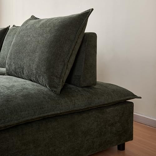 Accent Chair Armless Lounge Chair， Modern Chenille Fabric Single Sofa with Adjustable Backrest, Comfy Upholstered Vanity Chair for Small Spaces, Living Room, Bedroom - Green - color: Green, size: Accent Chair