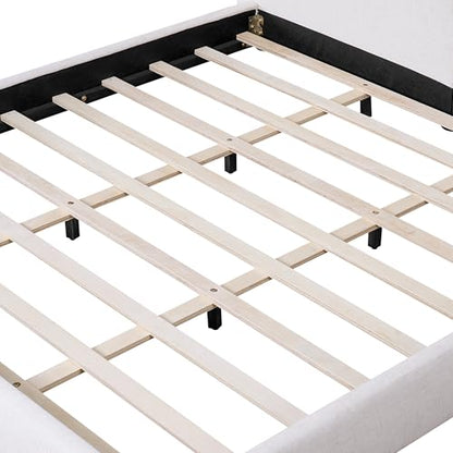 Christopher Knight Home Deft Wooden King Bed Frame and Headboard, Luxurious Upholstered King Size Bed Frame with Linen Fabric Pillow-Back Headboard, Modern Design Bed Set, Easy Assembly, Beige - size: King Size
