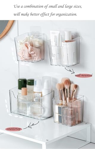 Lae Nuvole 2Pcs Storage Organizer Bins, Wall Shower Toothbrush Caddy, Clear | with Dividers & 4 Adhesive Pads, No Drill, Renter Friendly, BPA-Free PET, Fits Bathroom, Apartment, RVs, Cabinet/Pantry Door - color: Clear-4.33x3.54x4.53in