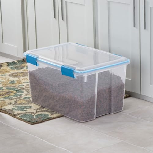 Sterilite 4-Pack 54 Quart Gasket Box, Home Storage Organizer Bins with Lids - Stackable Clear Plastic Containers for Bedroom, Bathroom, Garage, Basement, or Attic - size: 54 Quart, style: 4 Pack