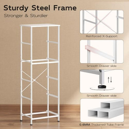 WLIVE Tall Dresser for Bedroom, 5 Drawer Dresser, White | 5 vertical fabric drawers, Tall vertical design, Bedroom or closet use, Dresser for small spaces, Chest of drawers - color: White