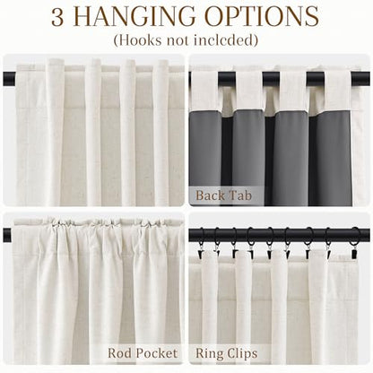 White 100% Blackout Kitchen Linen Curtains Back Tab Pleated Small Drape 24 Inch Length Privacy Elegant Modern Cafe Curtain for Rustic Farmhouse Sound Proof Bedroom Half Window 26x24 - color: White, size: 26"W x 24"L (Pack of 2)