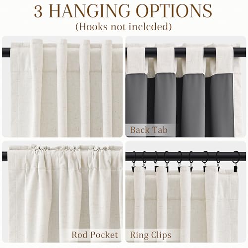 White 100% Blackout Kitchen Linen Curtains Back Tab Pleated Small Drape 24 Inch Length Privacy Elegant Modern Cafe Curtain for Rustic Farmhouse Sound Proof Bedroom Half Window 26x24 - color: White, size: 26"W x 24"L (Pack of 2)
